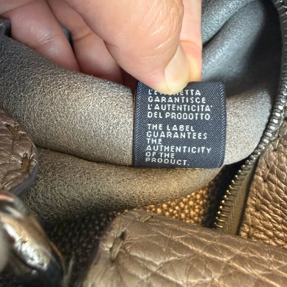 Fendi‎ Pewter Selleria Textured Leather Hobo Women's Bag Metallic Silver